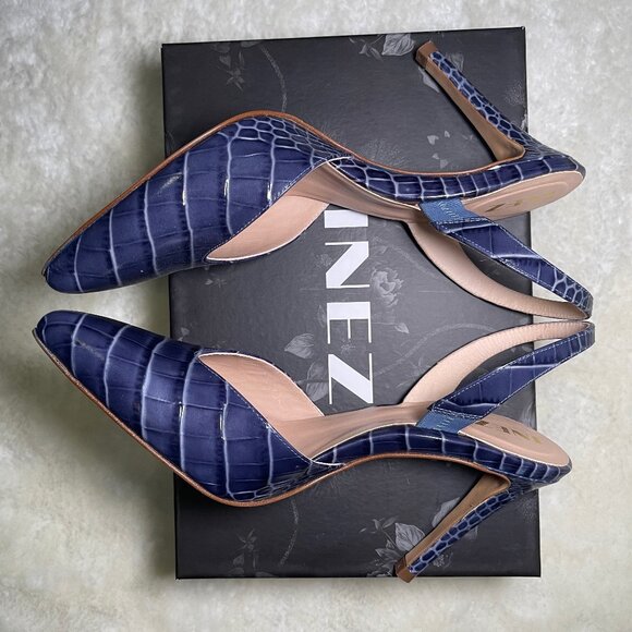 Inez Diana Slingback heel stiletto, azul blue croco, size 10 - Picture 7 of 10